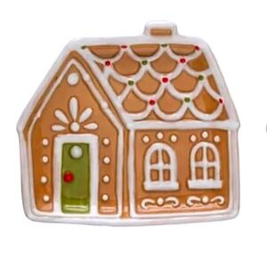 Neutral Tan Gingerbread House Christmas Ceramic Spoon‎ Rest